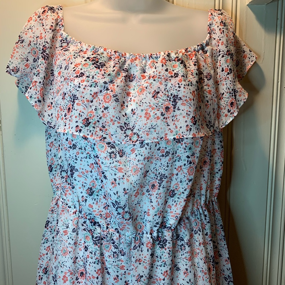 Maison Jules ditsy floral ruffle tiered XL sleeveless dress